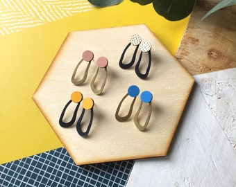 Wave Stud Brass Abstract Geometric Statement Stud Earrings Gifts For Her