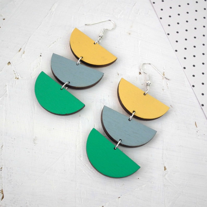 Geometric Semi Circle Drop Earrings image 5