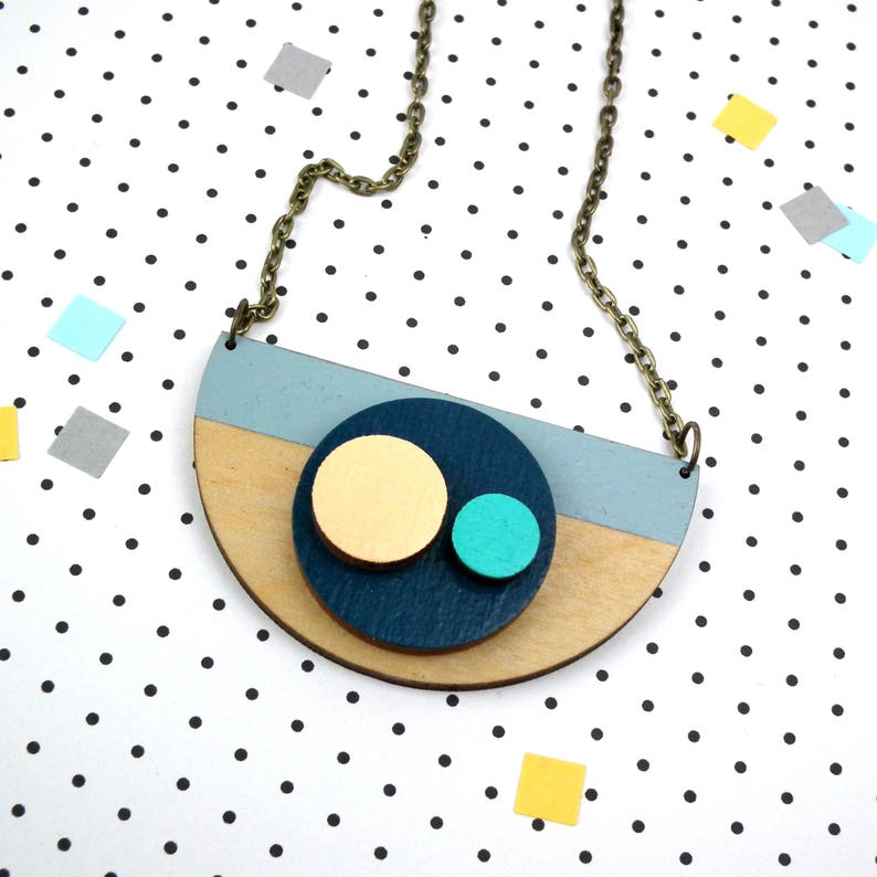 Contemporary Geometric Wooden Necklace image 3