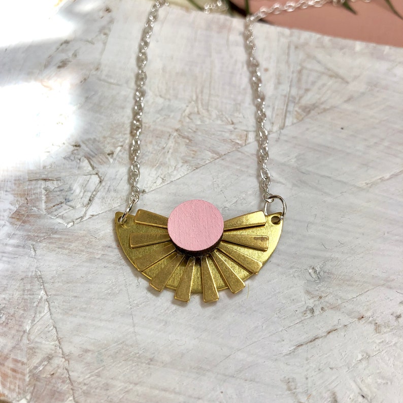 Beautiful Brass Sun Beam Necklace Handmade Gift Eco friendly image 5