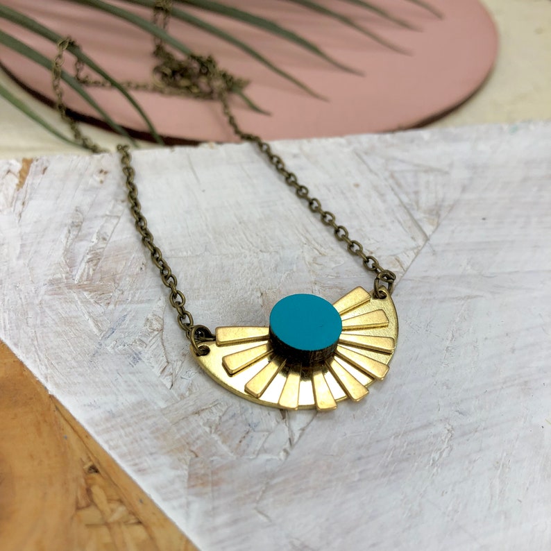 Beautiful Brass Sun Beam Necklace Handmade Gift Eco friendly image 2