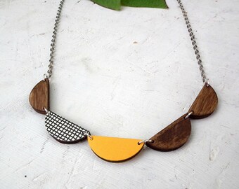 Eco Friendly Contemporary Bunting Wooden Necklace - Geometric Laser Cut Jewellery