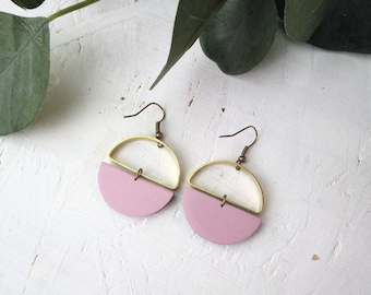 Geometric Semi Circle Eco Drop Wooden Earrings - Gifts For Her - Eco Gift