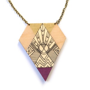 Statement Illustrated Wooden Kite Necklace image 1