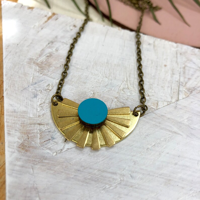 Beautiful Brass Sun Beam Necklace Handmade Gift Eco friendly image 9