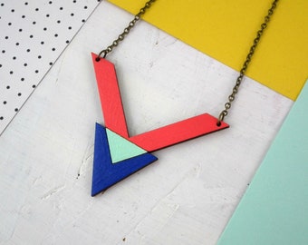 Chevron & Triangle Necklace - Wooden Jewellery - Statement Necklace - Laser Cut Jewelry - Anniversary Gift - Gifts For Her - Geometric