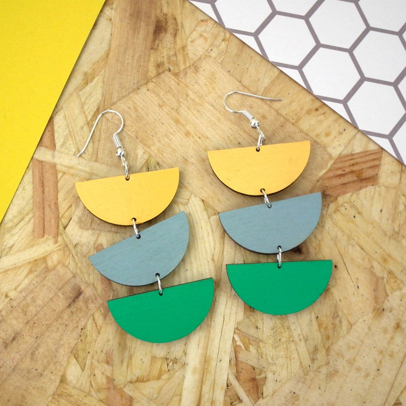 Geometric Semi Circle Drop Earrings image 4