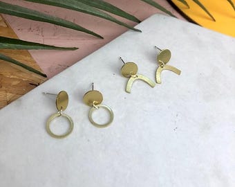 Mini Arc Hoop Brass Circle Stud Earrings | Minimal stud earrings | brass jewellery | mini gift idea | Christmas stocking filler