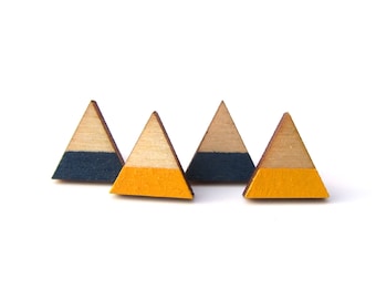 Geometric Wooden Triangle Stud Earrings