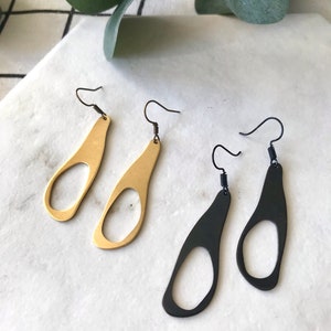 Contemporary Teardrop Brass Earrings, Minimal Drop Earrings, Christmas Gift image 2