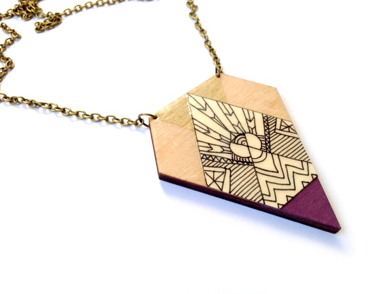 Statement Illustrated Wooden Kite Necklace image 2