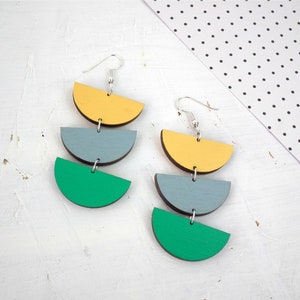 Geometric Semi Circle Drop Earrings image 3