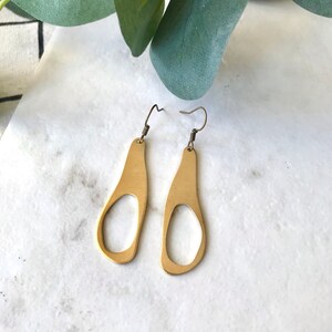 Contemporary Teardrop Brass Earrings, Minimal Drop Earrings, Christmas Gift image 5