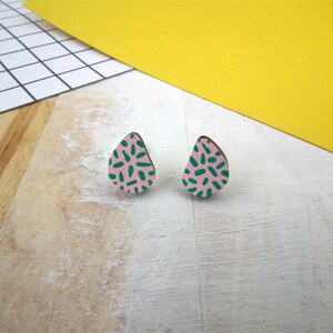 Spotty Teardrop Eco Friendly Wooden Stud Earrings image 7