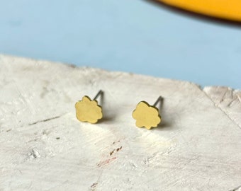 Mini Brass Cloud Stud Earrings: Minimalist Jewelry