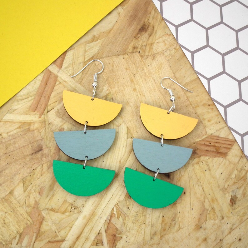 Geometric Semi Circle Drop Earrings image 2