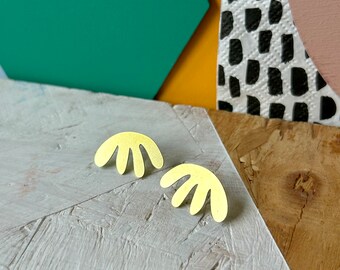 Brass Leaf Earrings: Organic Matisse Style Studs