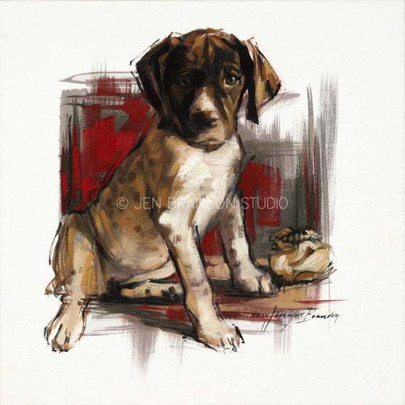German Shorthaired Pointer Puppy Giclee Fine Art Print Etsy