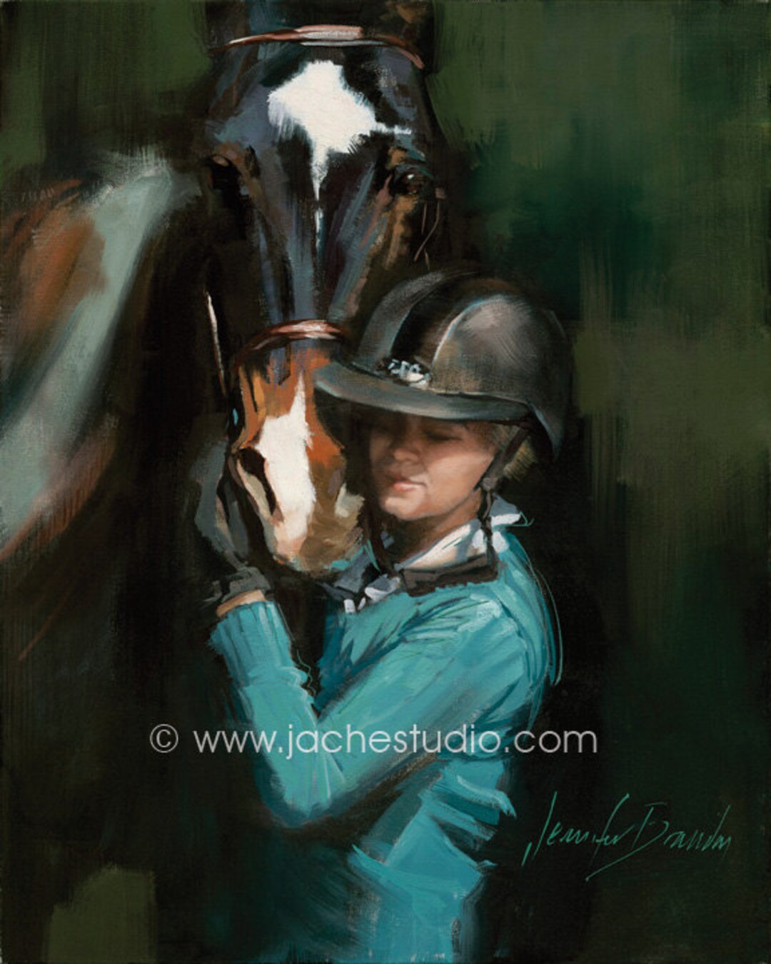 Horse Portrait - A Girls Dream Horse - Horse & Rider - Giclée Fine Art ...