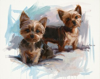 Yorkies Pet Portraits Giclée Fine Art Print