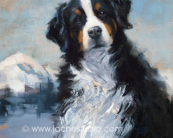 Bernese Mountain Dog - Pet Portrait- Giclée Fine Art Print