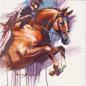 Bay Horse Jumping Giclée Fine Art Print