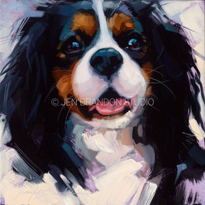 King Charles Spaniel Puppy Decor Dog Pet Portrait - Original Oil Painting