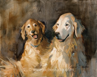 Golden Retrievers - Pet Portrait - Giclée Fine Art Print