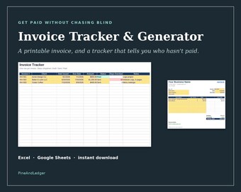 Invoice Template Excel Spreadsheet | Small Business Invoice Tracker and Generator, Overdue Payment Log | Google Sheets | Instant Download
