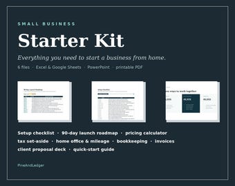 Small Business Starter Kit | Launch Roadmap, Bookkeeping, Pricing (Excel Download)