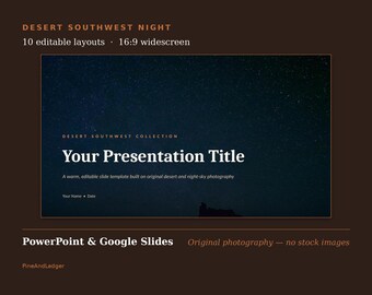 Desert Southwest Night Sky PowerPoint Template | Milky Way Google Slides (Digital Download)
