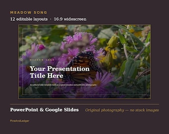 Nature Presentation Template | Wildflower Meadow, Butterfly Photography (Google Slides)