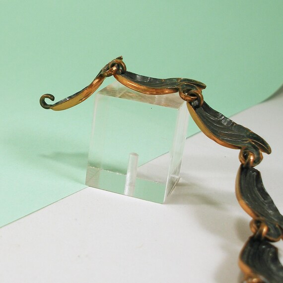 Vintage Waves Necklace Chocker - Solid Copper Lin… - image 6