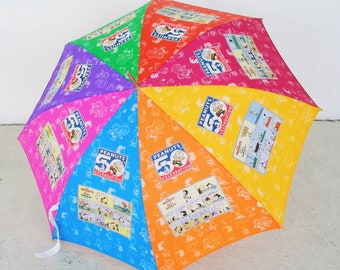 Vintage Peanuts Comic Strip Parasol - Snoopy Umbrella - Charlie Brown - Lucy and Linus - 50th Anniversary - 40" Wide