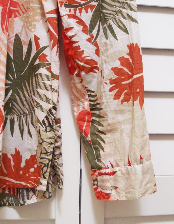 Vtg 100 Cotton Tunic Blouse - Women XXL - Light and Breezy - Tropical Reds, Pinks, Corals and Greens - Hot Summer Days View 4
