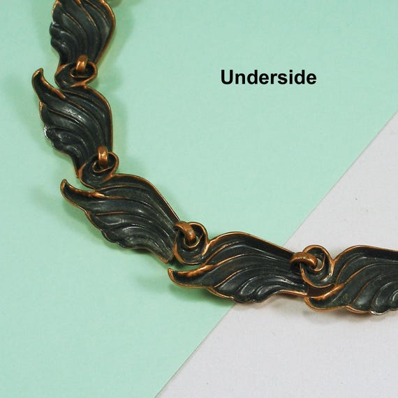 Vintage Waves Necklace Chocker - Solid Copper Lin… - image 4