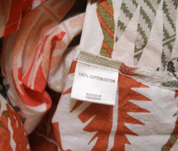 Vtg 100 Cotton Tunic Blouse - Women XXL - Light and Breezy - Tropical Reds, Pinks, Corals and Greens - Hot Summer Days View 6