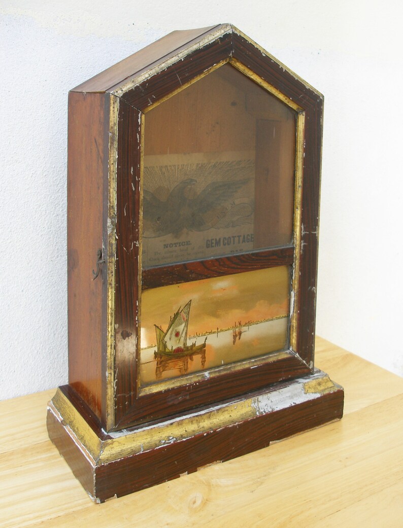 Antique Clock F Painted Glass Door Vintage Clock Etsy