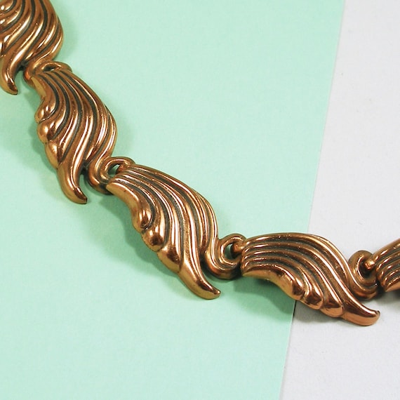 Vintage Waves Necklace Chocker - Solid Copper Lin… - image 1