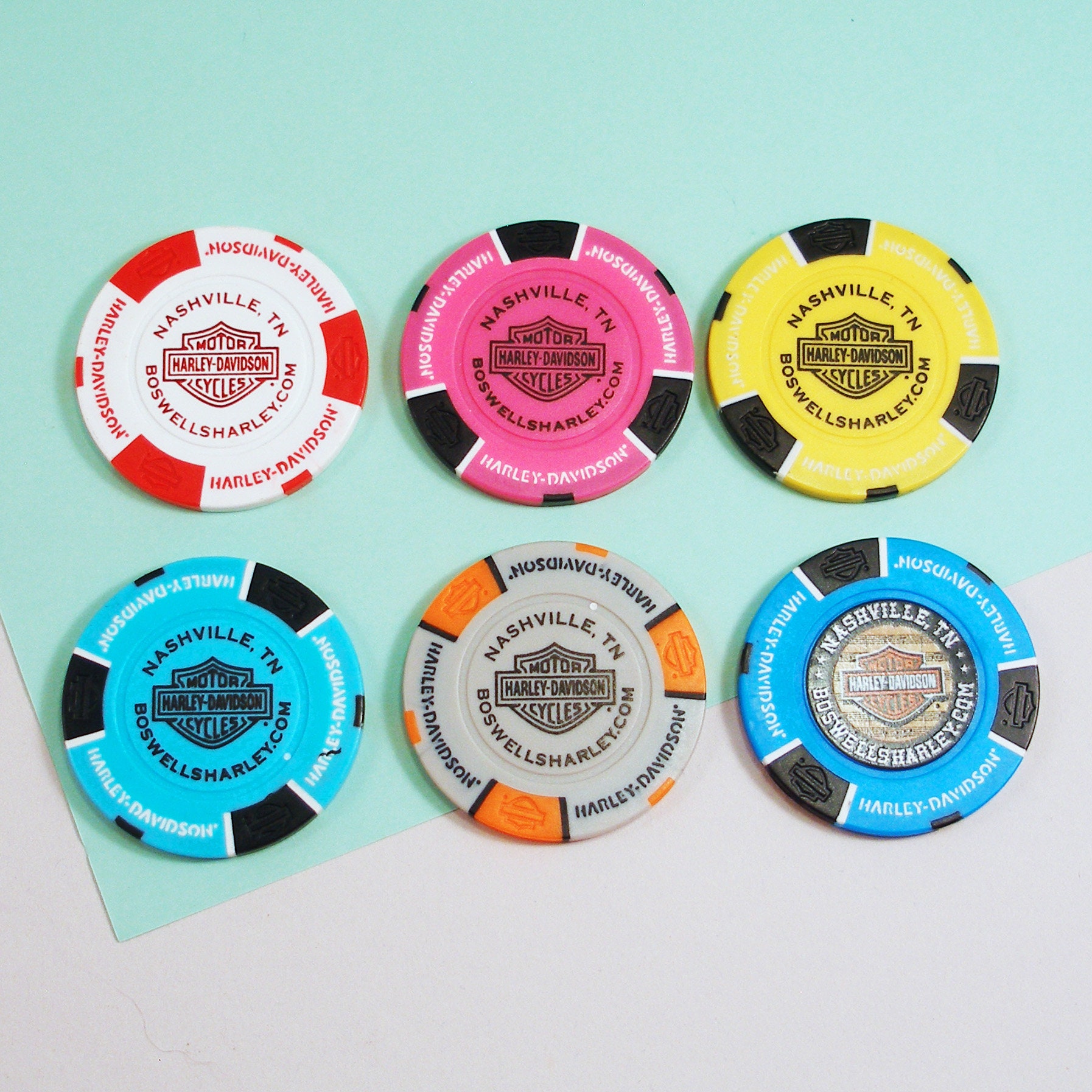 Authentic Harley Davidson Poker Chips Set of 6 NASVILLE Etsy