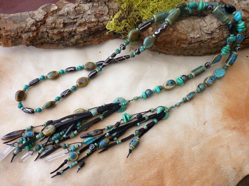 Turquoise Prayer and Meditation Beads Vintage Beads OOAK Tribal Fusion Talisman Jewelry Amulet Spirit Necklace Wiccan Ancient Wisdom