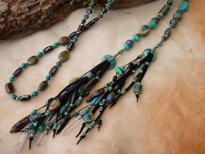 Turquoise Prayer and Meditation Beads Vintage Beads OOAK Tribal Fusion Talisman Jewelry Amulet Spirit Necklace Wiccan Ancient Wisdom
