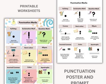 Educational Activities, Bundle, Home School Learning, Educational Punctuation Poster, Classroom Printable (Digital Download)