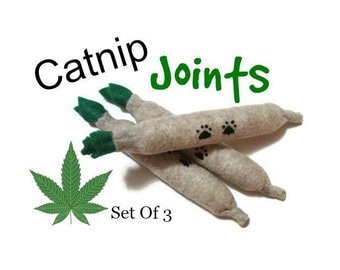 Cat Toys - Felt Catnip Joints - Set Of 3  - Available in Catnip, Lemongrass, SilverVine, Valerian, and Honeysuckle