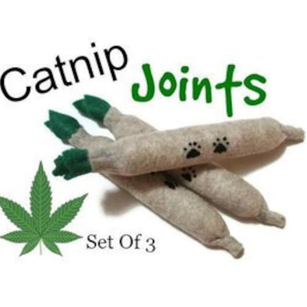 Cat Toys - Felt Catnip Joints - Set Of 3  - Available in Catnip, Lemongrass, SilverVine, Valerian, and Honeysuckle