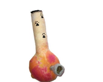 Catnip Toy, Flannel, Catnip Bong, Orange Bong, Cat Toy, Funny Cat Toy