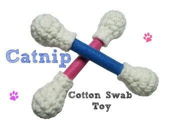 Cat Toy -  LARGE Cotton Swab Catnip Toy - 1 toy - Available in Catnip, Lemongrass, SilverVine, Valerian, and Honeysuckle