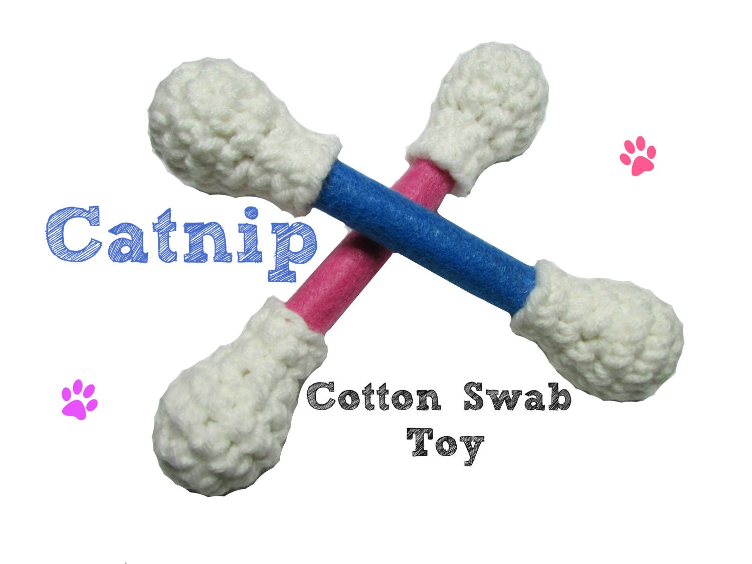 Cat Toy -  LARGE Cotton Swab Catnip Toy - 1 toy - Available in Catnip, Lemongrass, SilverVine, Valerian, and Honeysuckle