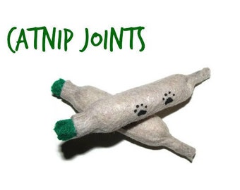 Cat Toys - Felt Catnip Joints - Set Of 2  - Available in Catnip, Lemongrass, SilverVine, Valerian, and Honeysuckle