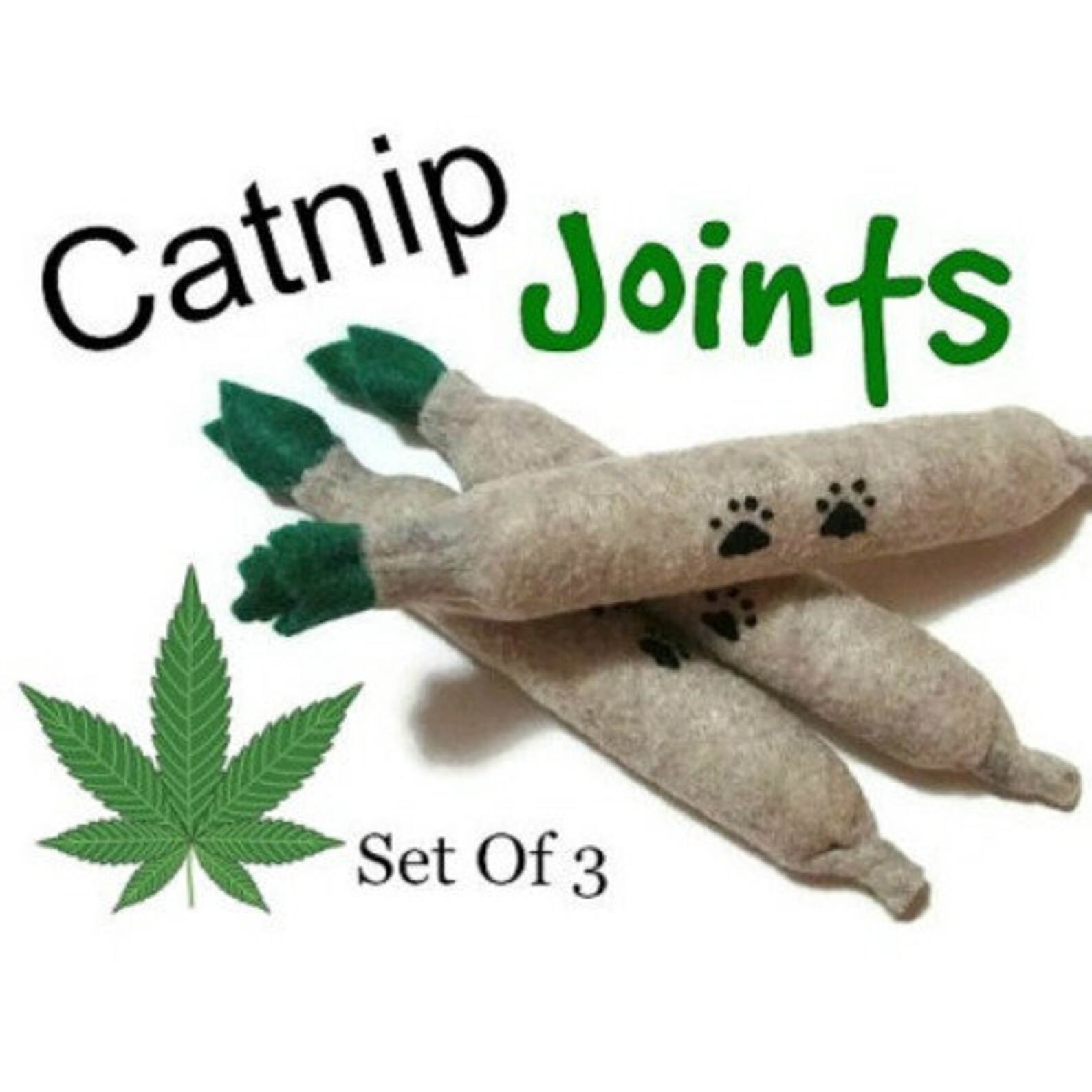 Cat Toys Felt Catnip Joints Set of 3 Available in Etsy